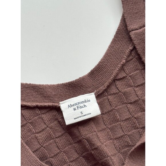 ABERCROMBIE & FITCH Brown Viscose Checkered Knit Slim Scoop Neck Tank, Size S - Picture 6 of 8